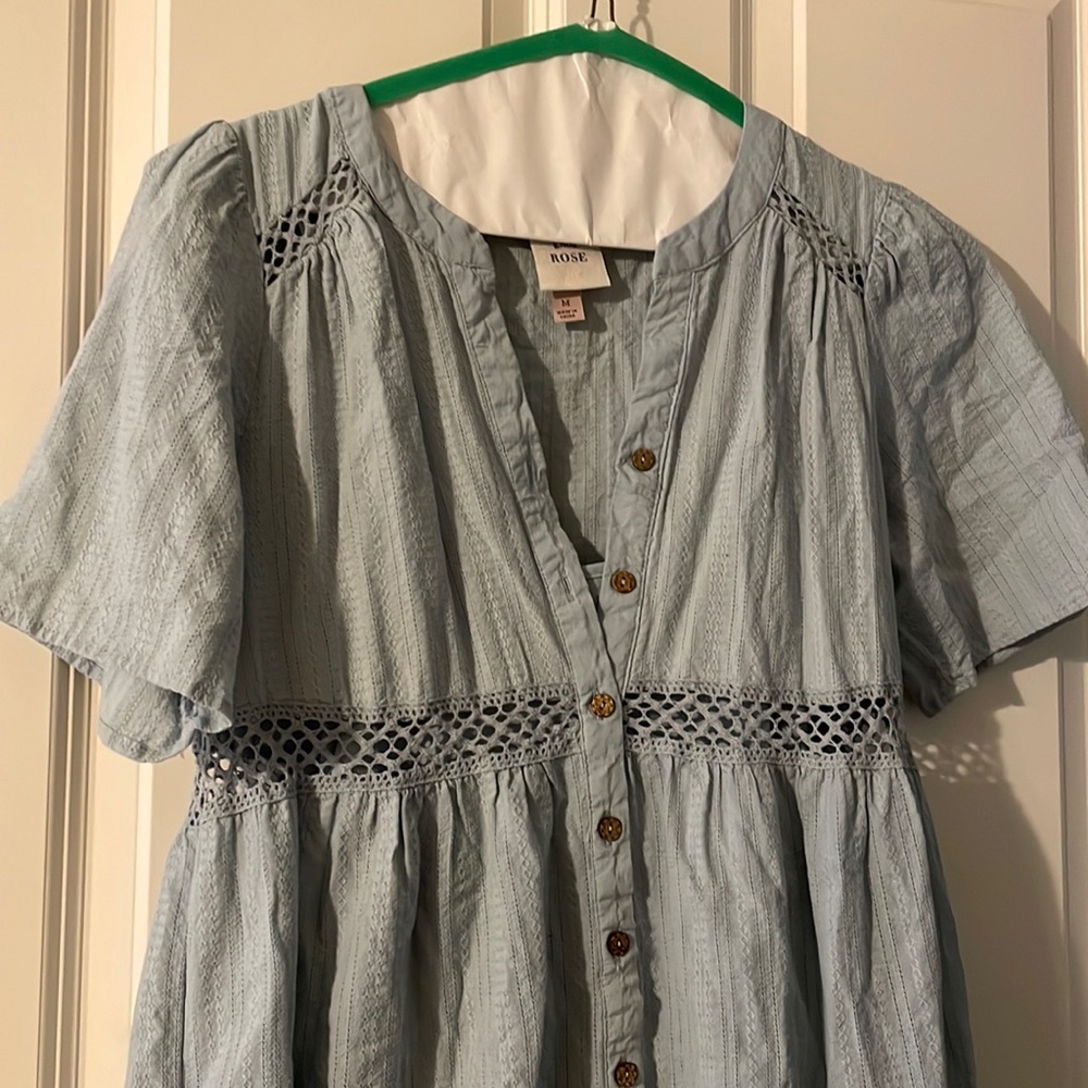 Knox Rose pale blue dress. 100% cotton dress with polyester lining.